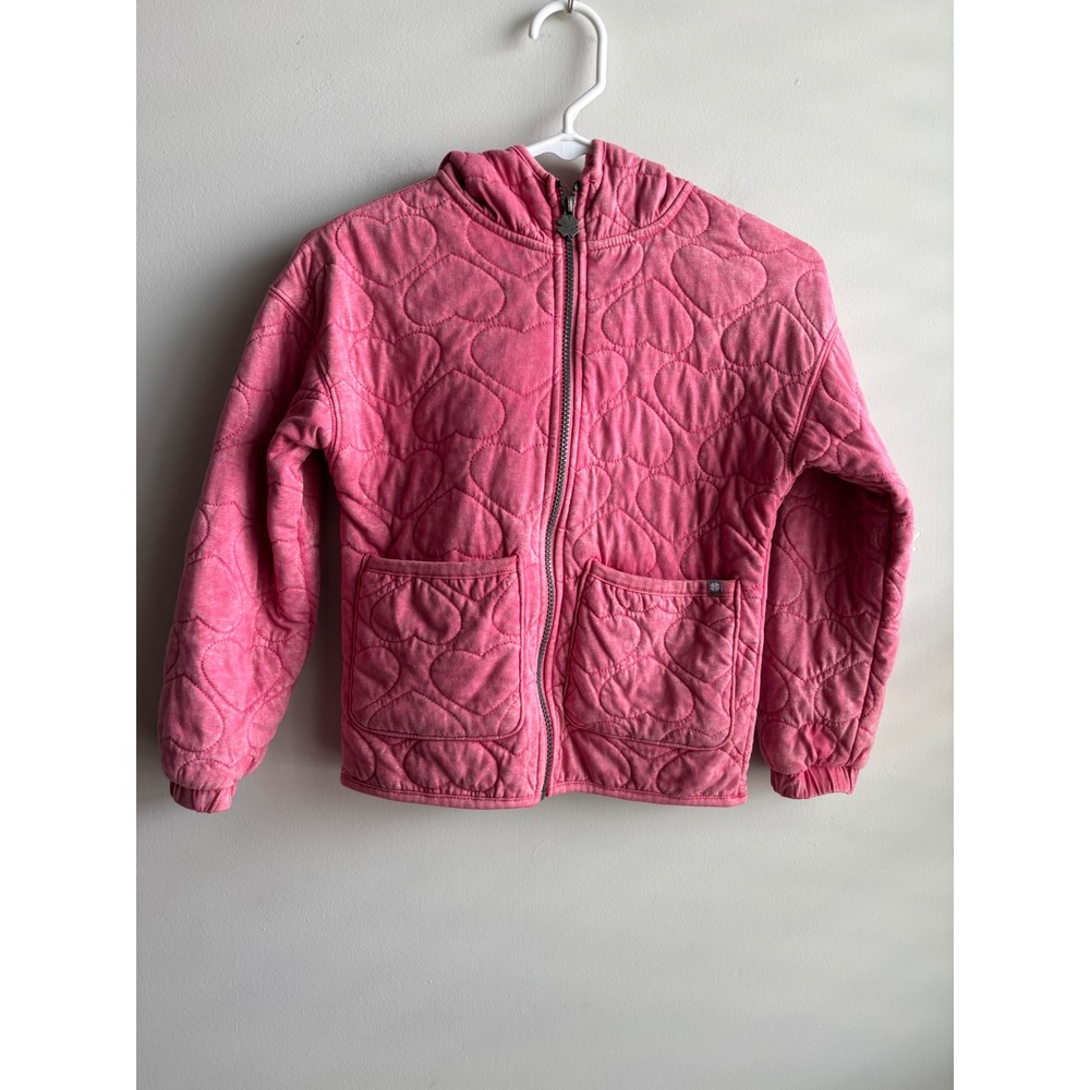 Lucky Brand Pink Quilted Heart Hoodie Kids Size S (7/8)